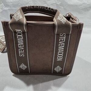 Steve Madden Chocolate Crossbody Bag with Logo Straps